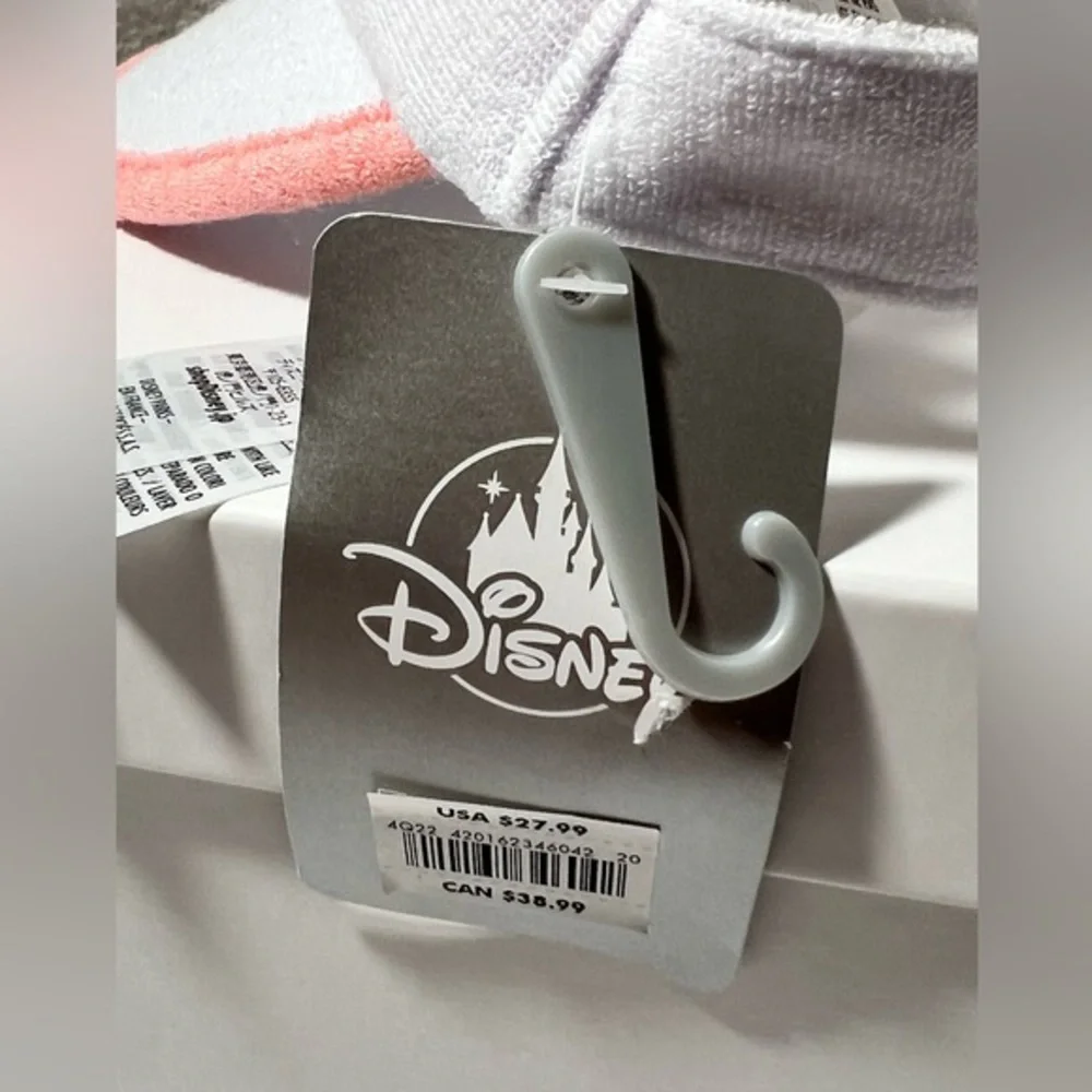 Disney Walt Disney World Terry‎ Cloth Visor adjustable White Pink hat one size - Picture 4 of 8